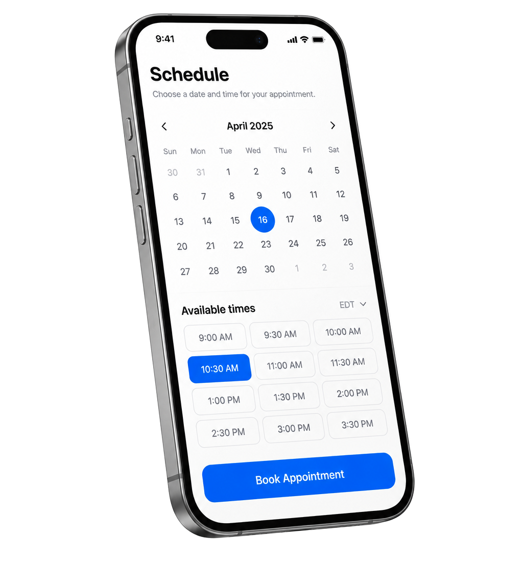Plannerdly booking screen on a phone